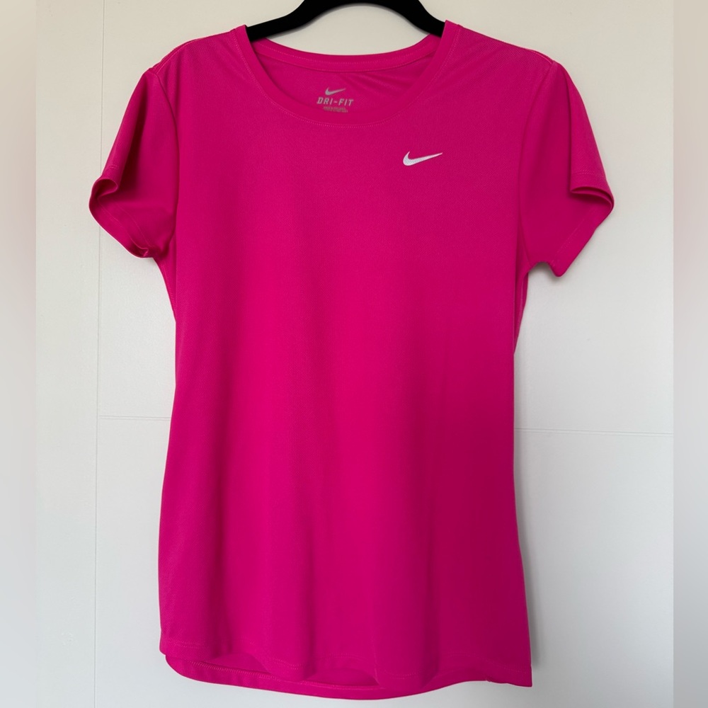 Nike Women's Bright Pink Dri-Fit Short Sleeve Tee
